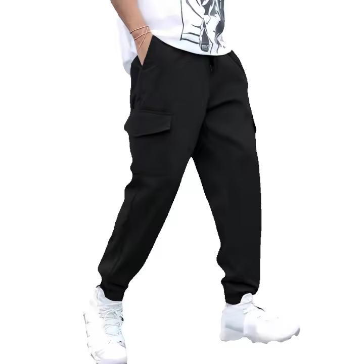 Pantalones de hombre de talla grande para las cuatro estaciones con múltiples bolsillos, diseñados en tejido de sarga, ideales para salidas informales. - 1