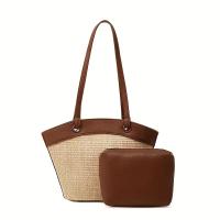 2 bolsas de mano tejidas para mujer de inspiración vintage con asas marrones: ligeras, duraderas y versátiles para viajes, playa y uso diario, bolsa de viaje esencial | Diseño de inspiración vintage | Bolso con asa duradera, bolso de mano de playa - details 1