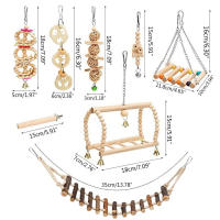 Juguetes para Pájaros de Madera 8 Piezas Juego de Periquito Masticador Juguetes Colgantes de Escalada para Pájaro Gato y Perro Tipo de Materiales Normales Hechos en China - details 0