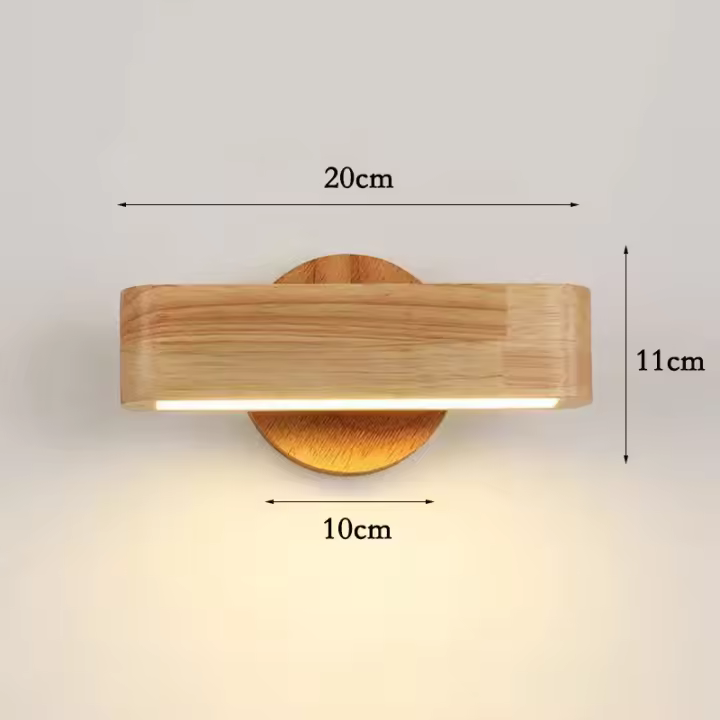 Lámpara de Pared de Madera Sólida LED Rectangular Ajustable para Lectura en la Cama, Sala de Estar, Escalera Luz de Estilo Japonés Sencillo - 1