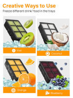 Bandeja de silicona para cubitos de hielo con tapas, molde cuadrado para hacer hielo sin BPA 6/8, reutilizable y Flexible para whisky y cócteles - details 8