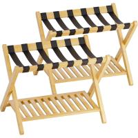 Soporte para Maleta Bambú Plegable con Estante Almacenamiento para Habitación Invitados, Dormitorio, Hotel, Resistente (Natural) - details 0