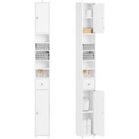 Mueble de Baño de Alto Estante Estanterías con 2 Puertas y Cajón Blanco Tamaño 20x20x180cm - details 65