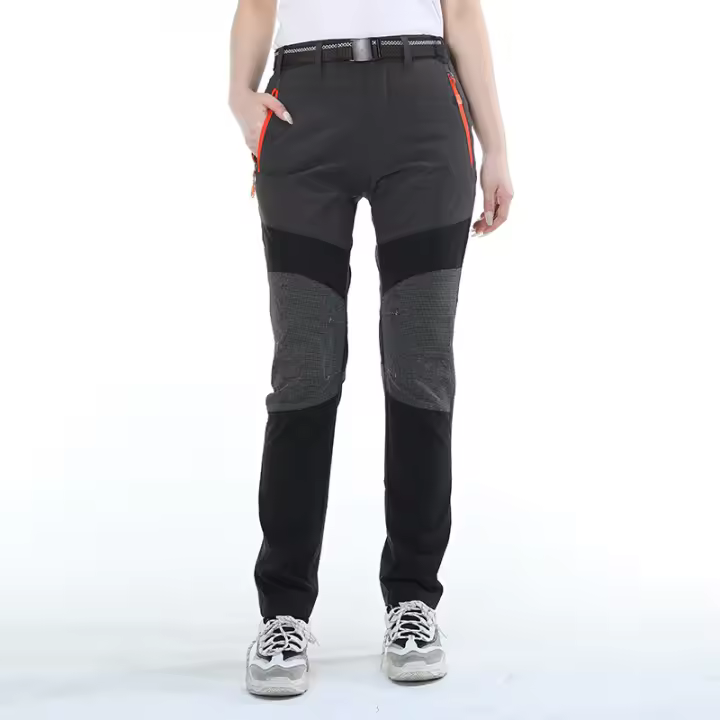 Pantalones de senderismo impermeables de secado rápido para mujer, pantalones finos para exteriores, Softshell de montaña con cinturón - 1