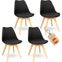 Sillas de Comedor Nórdicas con Respaldo Ergonómico |   Sillas de Cocina con Madera de Haya Maciza con Tela Anti Manchas de Polipiel (2, Gris) - details 14