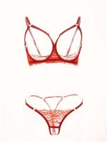 Conjunto de lencería erótica de encaje floral, sujetador de busto abierto y tanga de entrepierna abierta, ropa sexy para mujer - details 19