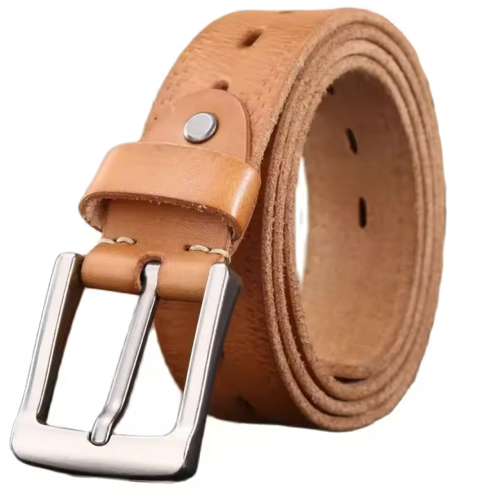 Cinturones de diseñador para hombre, piel de vaca auténtica de alta calidad, color marrón, de lujo,talla grande, 100% grano real - 1