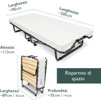 Cama Plegable para Invitados - 90x200 cm - Armazón Metálico Estable - con somier y Funda Protectora - details 1