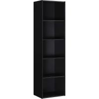 Librería de 5 estantes Armario estantería, Madera, Negro, No Aplicar - details 1
