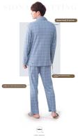 Conjunto de pijamas de algodón para hombre, cárdigan de manga larga para otoño e invierno, modelos de ropa de casa de talla grande para hombre, ropa de dormir a cuadros, 2 unids/set - details 2