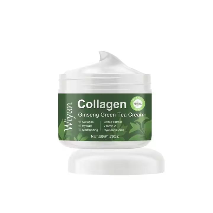 Crema facial de colágeno y té verde con ginseng hidratante, iluminadora, hidratante y reafirmante para la piel - 1