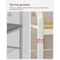 con Banco Recibidor 4 en 1 9 Ganchos Extraíbles Barra Superior para Pasillo 337 x 72 x 183 cm Morno Roble y Blanco HSR40W - details 7
