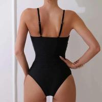 Traje de baño de una pieza acolchado vintage para mujer, elástico de corte alto con control de barriga, traje de baño con cuello cuadrado - details 32