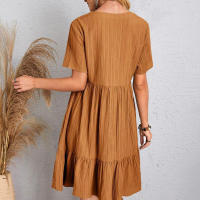 Vestido holgado informal de manga corta para mujer, Color sólido, novedad de 2024 - details 6