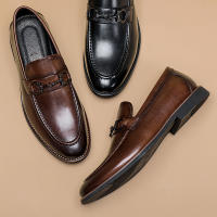 Mocasines de hombre, zapatos de cuero de un pedal de cuero genuino, primera capa de cuero de vaca de hombre - details 29