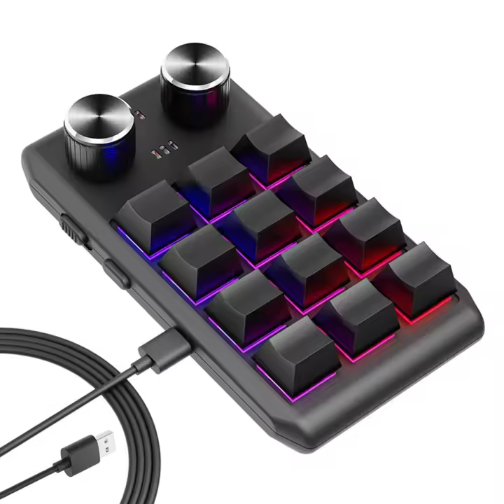 Teclado de programación ro personalizado, periférico con Bluetooth, RGB, 12 teclas, copia y pasta, Mini botón para juegos, mecánico, Hotswap, ropad - 1
