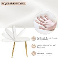 Tocador Maquillaje con Espejo de Luz Regulable en 3 Niveles, Tocador con 3 Cajones, Escritorio Grande 100x40 cm, Silla Ajustable en Respaldo de Terciopelo, Blanco+Crema+Dorado, MB6105ws - details 14