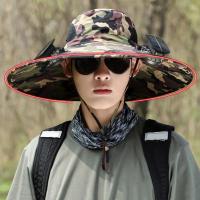 Sombrero de tela transpirable con ventilador, gorra con ventilador solar con estampado de camuflaje y ala, carga USB para actividades al aire libre, unisex para pescar - details 1