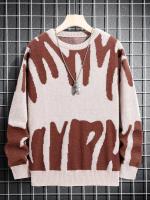 Nuevo Jersey Popular de otoño e invierno con patrón de Jacquard Irregular, suéter informal de punto con cuello redondo y contraste de Color para hombre - details 13