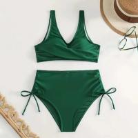 Conjunto de Bikini de 2 Piezas para Mujer Traje de Baño Sin Mangas con Cuello en V y Cintura Alta - details 19