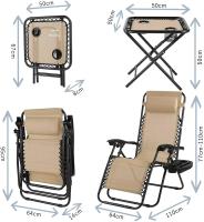 Juego de tumbona plegable con almohada, silla de jardín ergonómica, tumbona - details 6