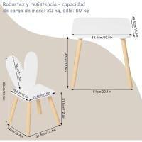 Infantiles, Mesa para Niños con 2 Sillas, Respaldo en Forma de Conejos, Mesa Infantil - details 3