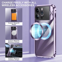 Funda a prueba de golpes de aleación de aluminio para iPhone 14 Pro Max 13 Pro Max, protección de cámara de Metal, soporte, cubierta transparente, parachoques magnético - details 5