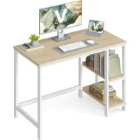 Escritorio con 2 Estantes a la Izquierda o a la Derecha, Mesa de Trabajo, para Salón Oficina, Estructura de Acero, Industrial, Marrón Rústico y Negro Tinta LWD47X - details 9