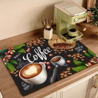 Tapete para máquina de café Vintage versátil, mantel individual antideslizante absorbente, rectangular, resistente a la suciedad, almohadilla de secado de platos, vajilla, 2 uds. - details 1