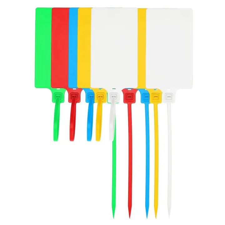 Etiquetas de envío de sellos de plástico mezclados, etiquetas impermeables con sellos de seguridad, señal grande (colores mezclados), 100 piezas - 1