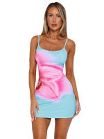 Vestido ajustado sin mangas con espalda descubierta y tirantes finos con estampado floral para mujer G25DS058 - details 13