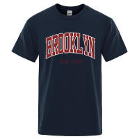 Camiseta de algodón estampada de Brooklyn de Nueva York, ropa de verano transpirable, camiseta holgada informal para hombres - details 9