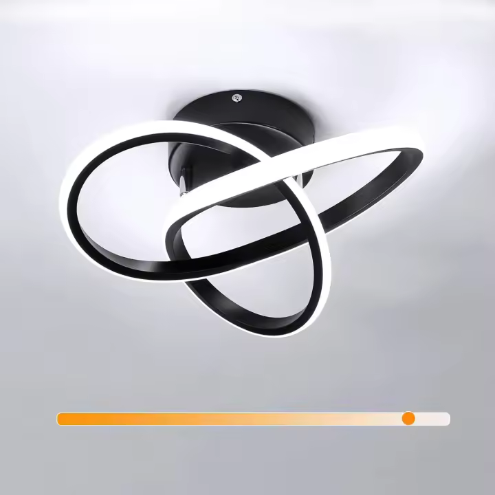 Plafón LED de Techo Creativo 30W 3375LM, GOECO, Aluminio Negro, 3000-6500K Dimmable, Lámpara de Techo Moderna para Sala de estar, Dormitorio, Comedor, 30*30*10 CM - 1