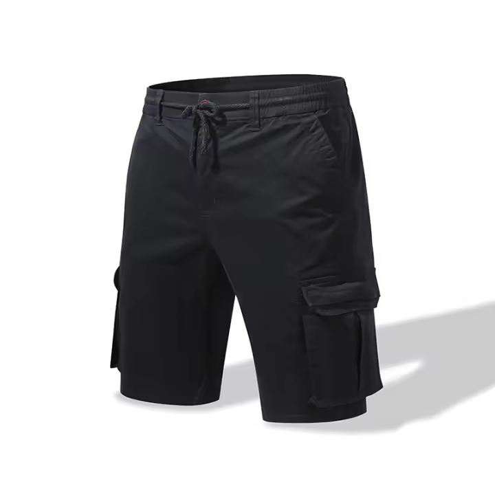 Pantalones cortos informales de algodón 2025 para hombre, Shorts holgados de cintura elástica con múltiples bolsillos, a la moda, novedad de verano 100% - 1