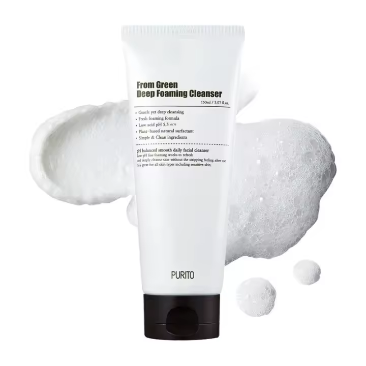 PURITO de Green Deep Foaming Cleanser 150 ml / 5.07 fl.oz, pH 5.5, a base de plantas, ingredientes naturales, sin crueldad, vegano - 1