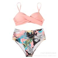Nuevo Bikini dividido de color sólido con tiras cruzadas, traje de baño de cintura alta, sexy - details 27