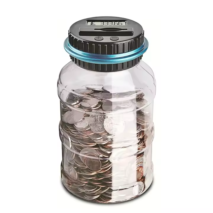 Caja de ahorro electrónica con contador de monedas LCD para USD y EURO, caja de almacenamiento de monedas, regalo creativo - 1