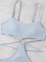 Bañador Sexy de una pieza para mujer, traje de baño de Color sólido, Bikini a rayas, novedad de 2024 - details 14