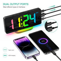 ORIA Despertador digital RGB, 7 pulgadas, reloj de mesa moderno con 11 colores de letra, 4 brillos/2 niveles de volumen, repetición, 12/24 H, cable de carga tipo C (1,5 m), para hogar, oficina, - details 2