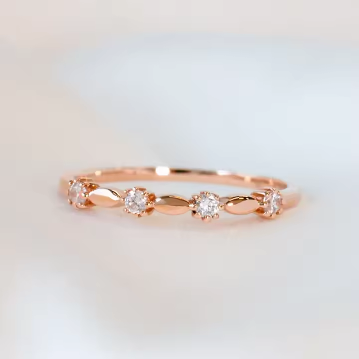 Anillo de eternidad de plata de ley con placa de oro rosa, alianza de boda con diamantes para mujer, accesorios de joyería de calidad de lujo para citas - 1