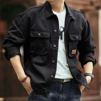 Chaqueta de mezclilla para hombre, holgada, con solapa retro americana, moda informal, ropa de abrigo para primavera y otoño - details 4