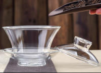 Taza grande de vidrio transparente de tres talentos, juego, tazón de té individual resistente al calor con tapa - details 9
