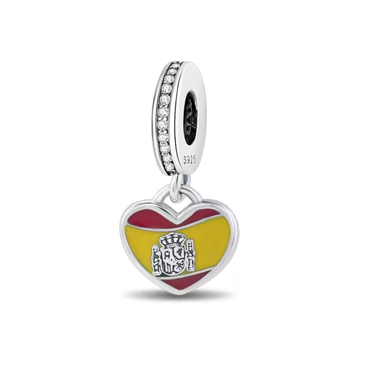 Cuentas colgantes con forma de bandera de corazón patriótico para mujer, de Plata de Ley 925, compatibles con pulsera Original Pandora, abalorios, regalo de joyería - 1