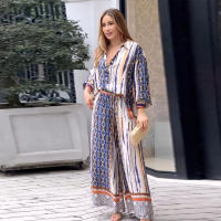 2025 Otoño/Invierno nuevo estampado cuello manga larga Pantalones rectos conjunto de moda para mujeres - details 0