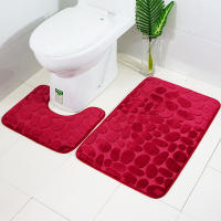 Alfombra absorbente de lana de coral de guijarros en relieve, alfombrilla para el suelo del baño, alfombrilla para el inodoro en forma de U, juego de dos piezas - details 1