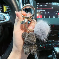 Llavero de Oso Sentado con Diamantes Completos Llavero Creativo de Pelo de Vismero para Coche - details 4