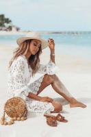 Minivestido de verano para mujer, traje de baño de encaje con huecos de ganchillo, traje de baño, Túnica blanca, envoltura de Sarong, ropa de playa 2024 - details 1
