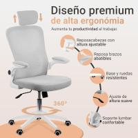 Silla de Oficina Ajustable y Reclinable Soporte Lumbar, Reposacabezas Ajustable, Plegable, Transpirable, Ruedas Giratorias 360° Soporta hasta 120kg - details 10