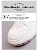 Zapatos Blancos De Cuero Con Plataforma De Zapatos De Mujer, Nuevos Zapatos Deportivos Casuales De Moda - details 3