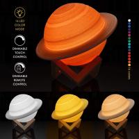 Lámpara de noche Saturno con impresión 3D, Luz De Luna con Control remoto táctil, decoración de dormitorio, regalos para niños, 13/16/22cm, 16 colores - details 3